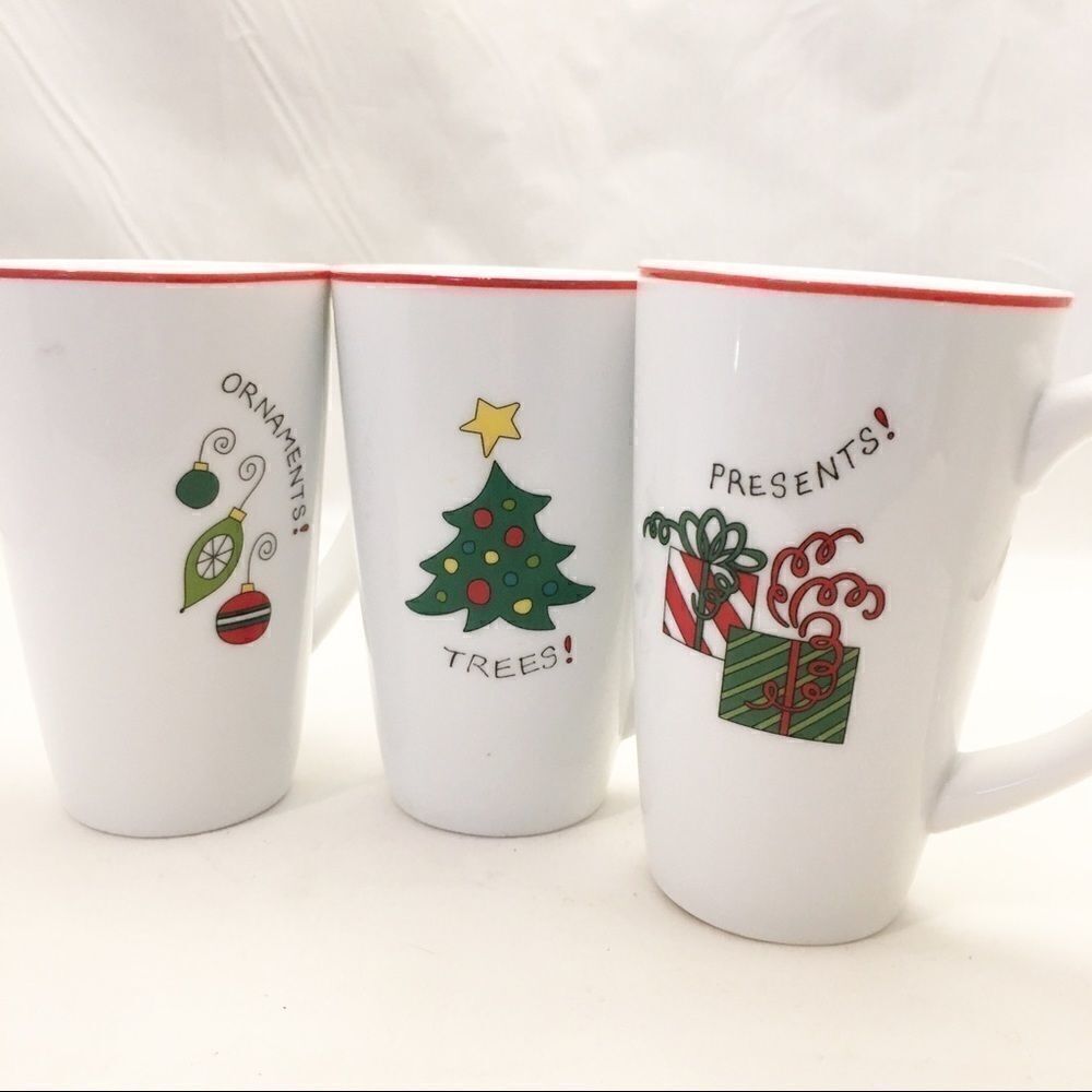 Fitz & Floyd Merry Xmas Porcelain 3 Holiday Mugs - Picture 7 of 9